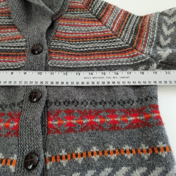 Woolrich Gray and Red Patterned Women's Cardigan Size Large Boho Cabin Outdoor - Picture 7 of 9